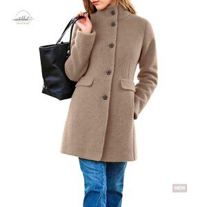 Slim Fit Pea Coat Boucle Wool Trench Elegant Casual Winter Jacket